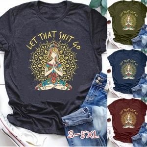 'Let That Shit Go' Women Graphic Tee Casual Cotton